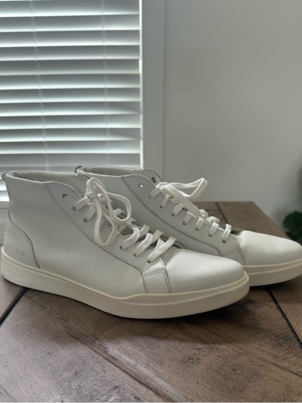 Men’s Cole Haan - Minimalist White Leather High-Top Sneakers - size 11.5